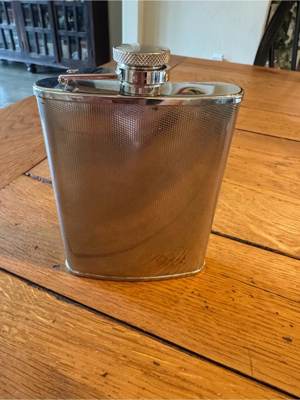 R Monogrammed Silver Metal Hip Flask -  Stainless Steel Pocket Flask